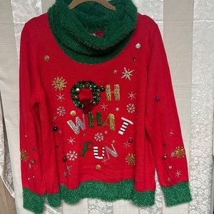 Christmas Holiday Sweater Women Ugly Sweater Tinsel Bells Size XXL